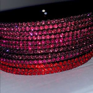 Crystal Bangle Set of 12 Purple Pink Red
